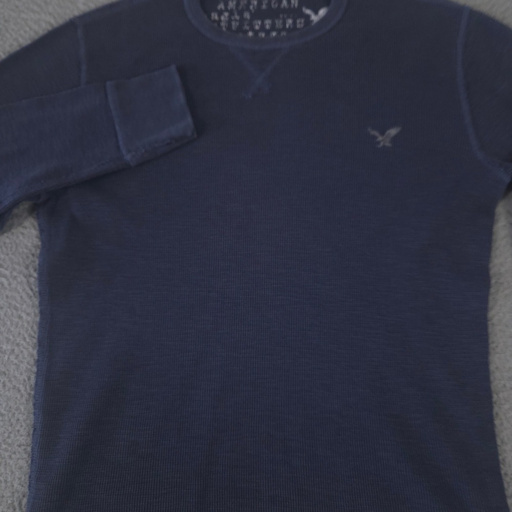 VINTAGE American Eagle Shirt Mens L Blue Vintage Fit Waffle Knit Thermal Y2K 00s